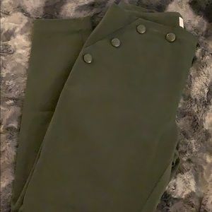Olive green jeggings with button detail